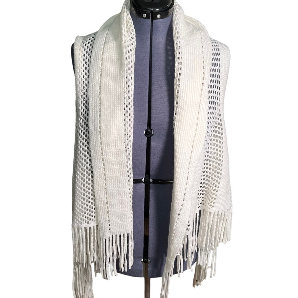 Etc. by Lazy Daisy Women's One Size Open Front Cardigan Shawl Sleeveless Cream